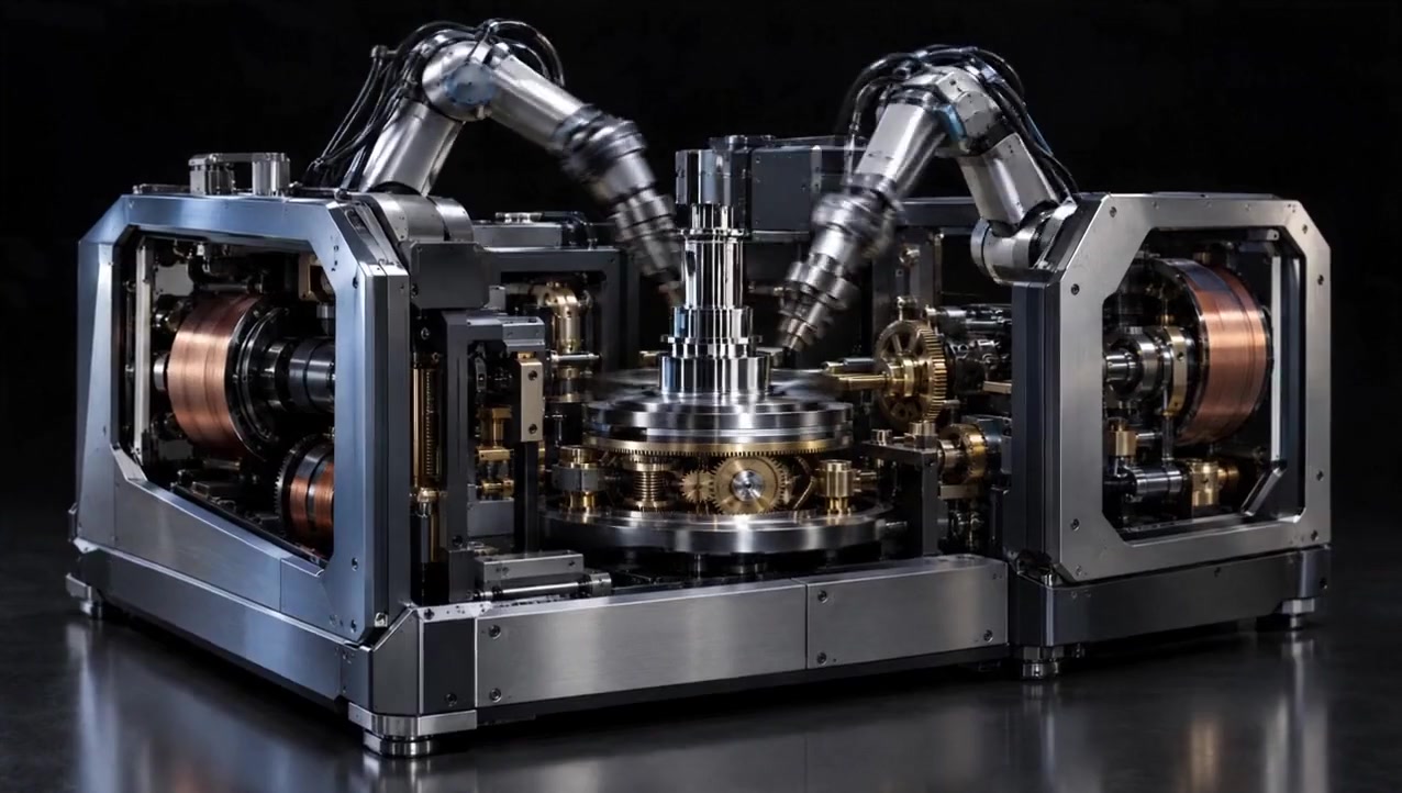 La máquina terminada, en marcha